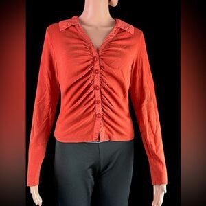 Maeve Orange Knit Top With Rouging